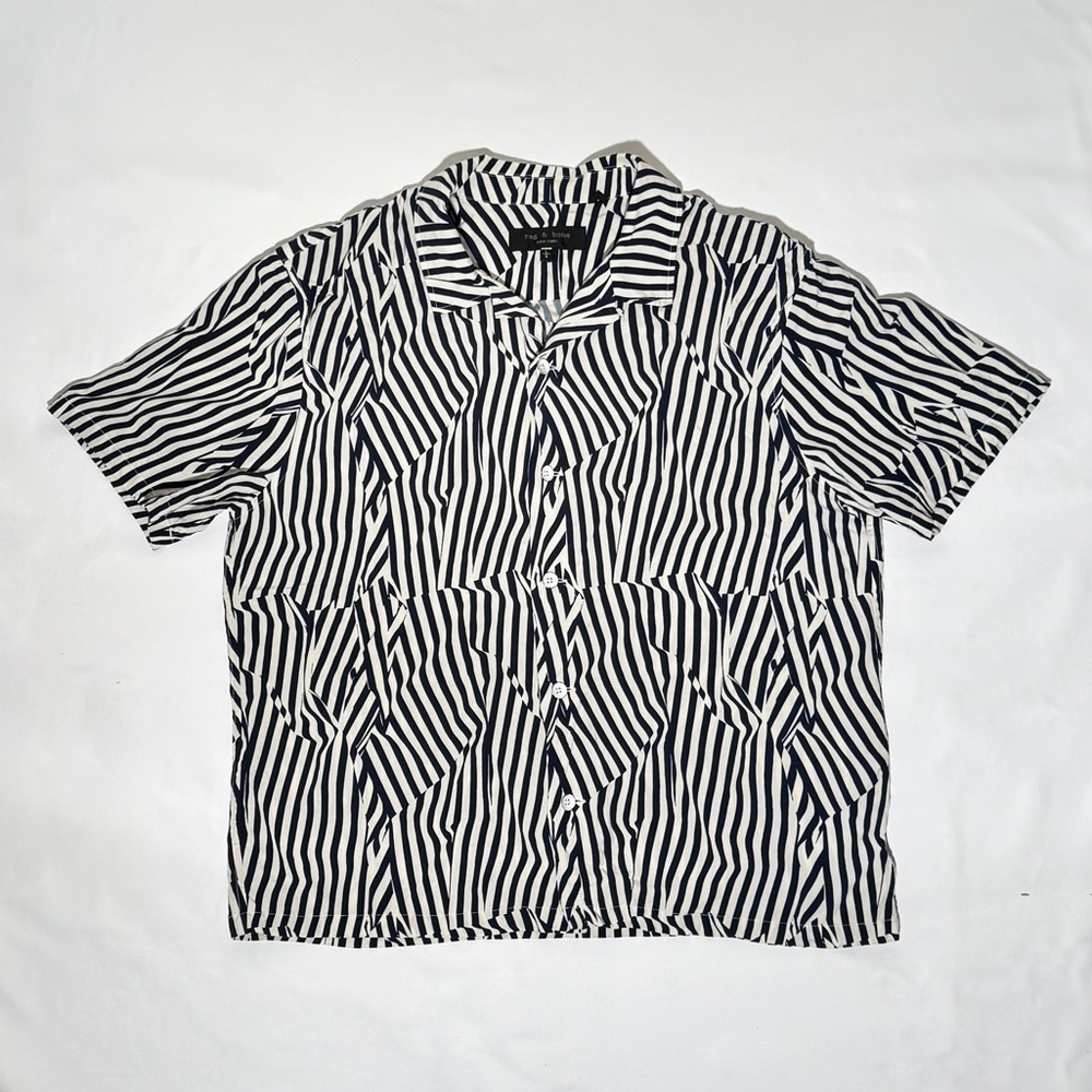 Rag & Bone White/Blue Stripe Button-Down - Size L, fits like a M